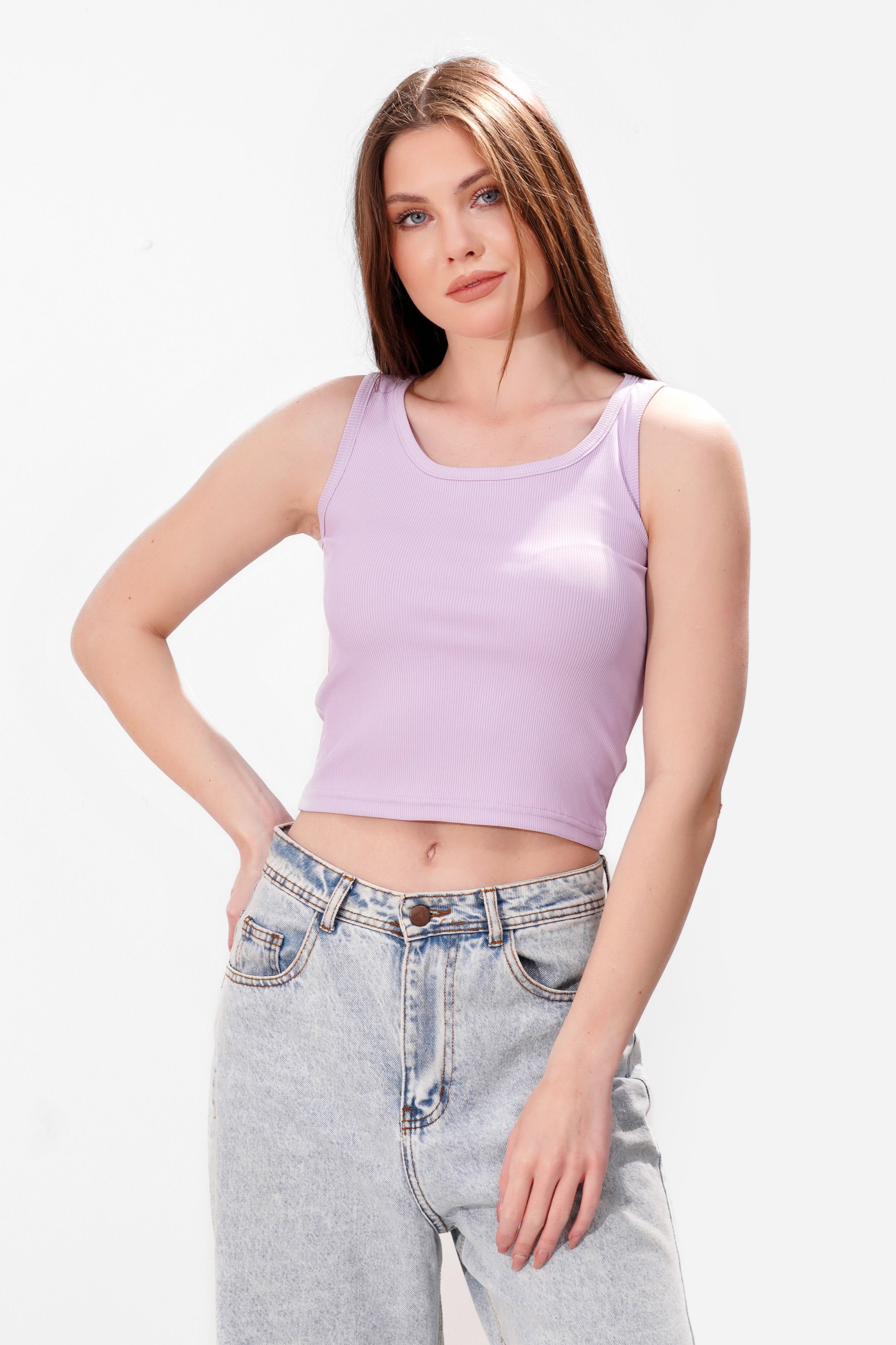 Ribbed Round tank top