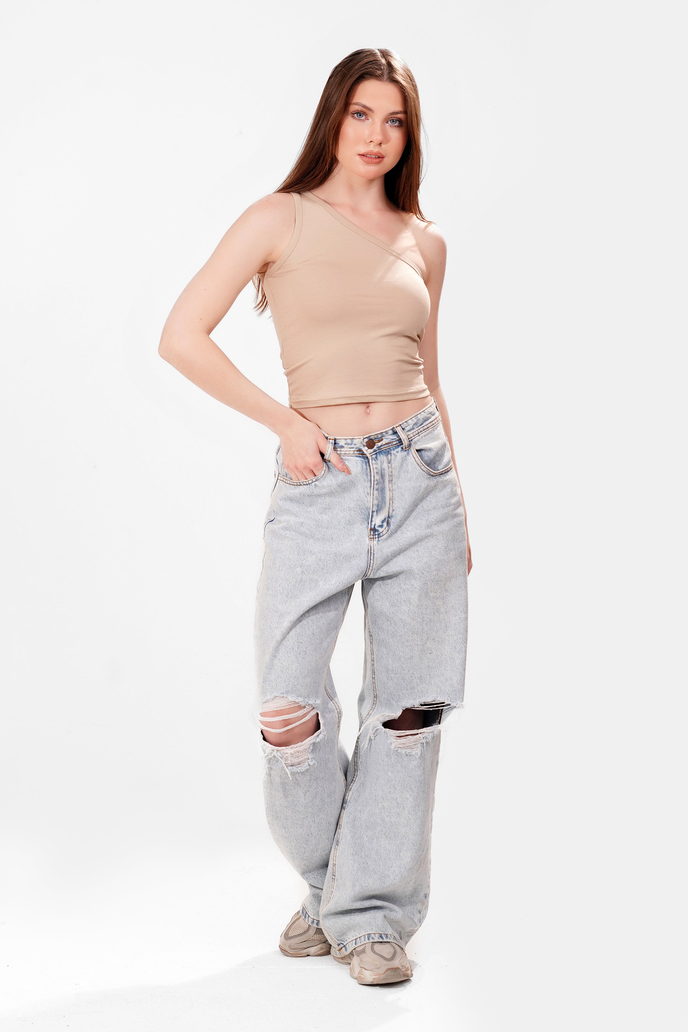 Cotton One shoulder top