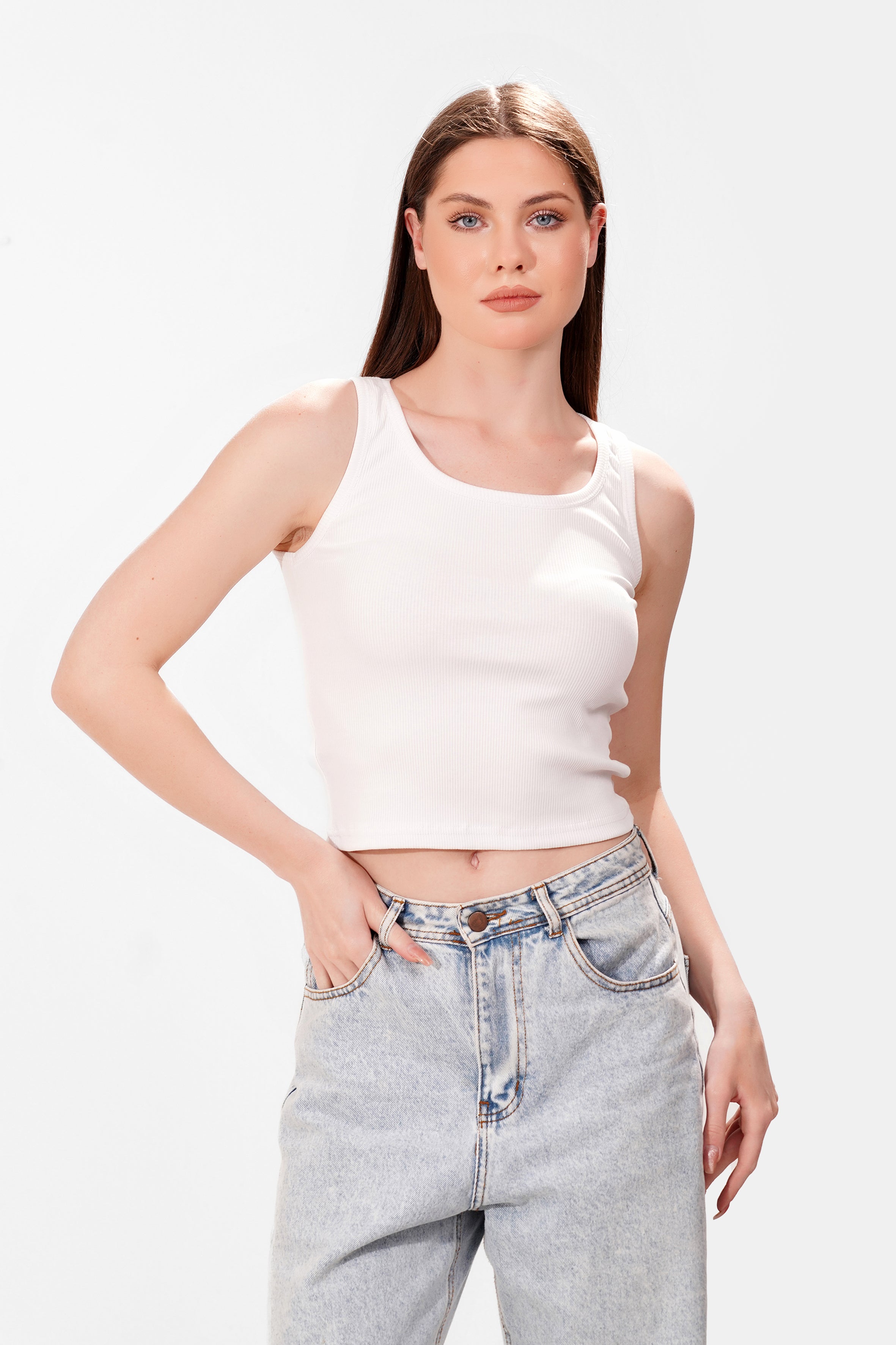 Ribbed Round tank top