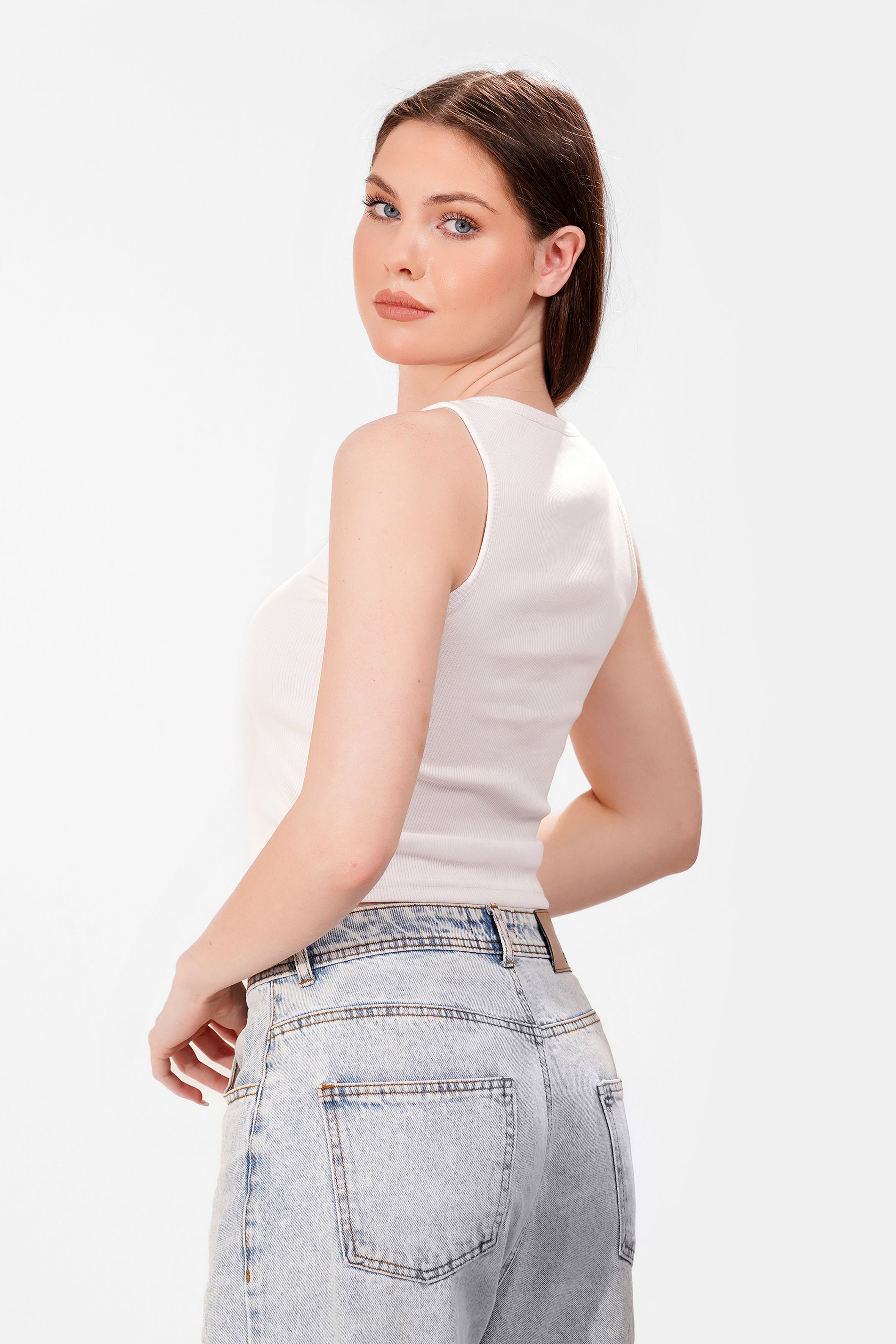 Ribbed Round tank top