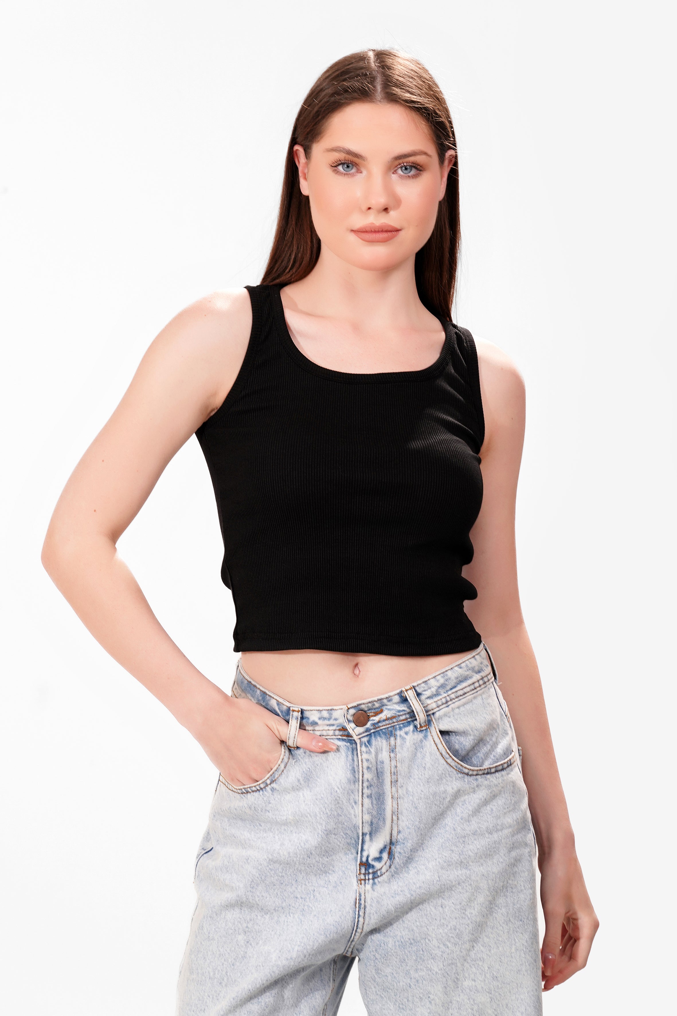 Ribbed Round tank top