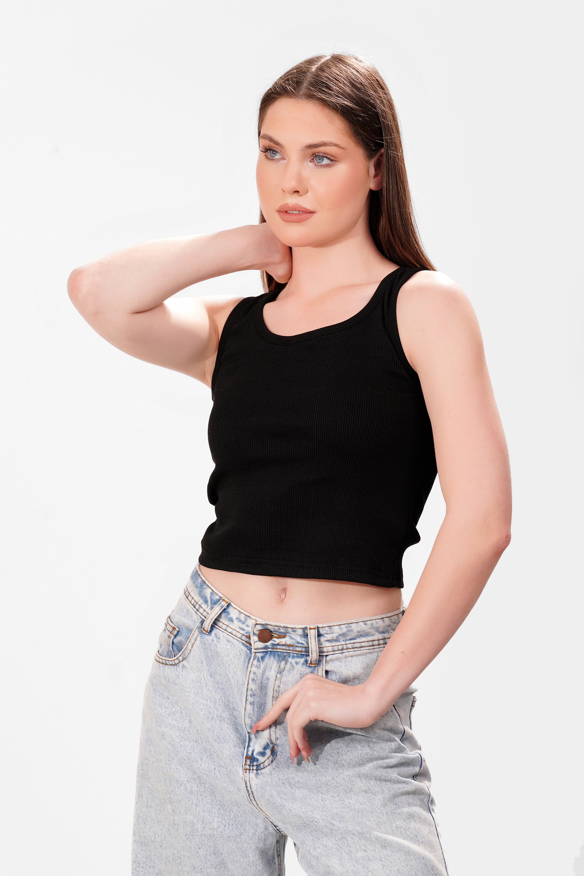 Ribbed Round tank top