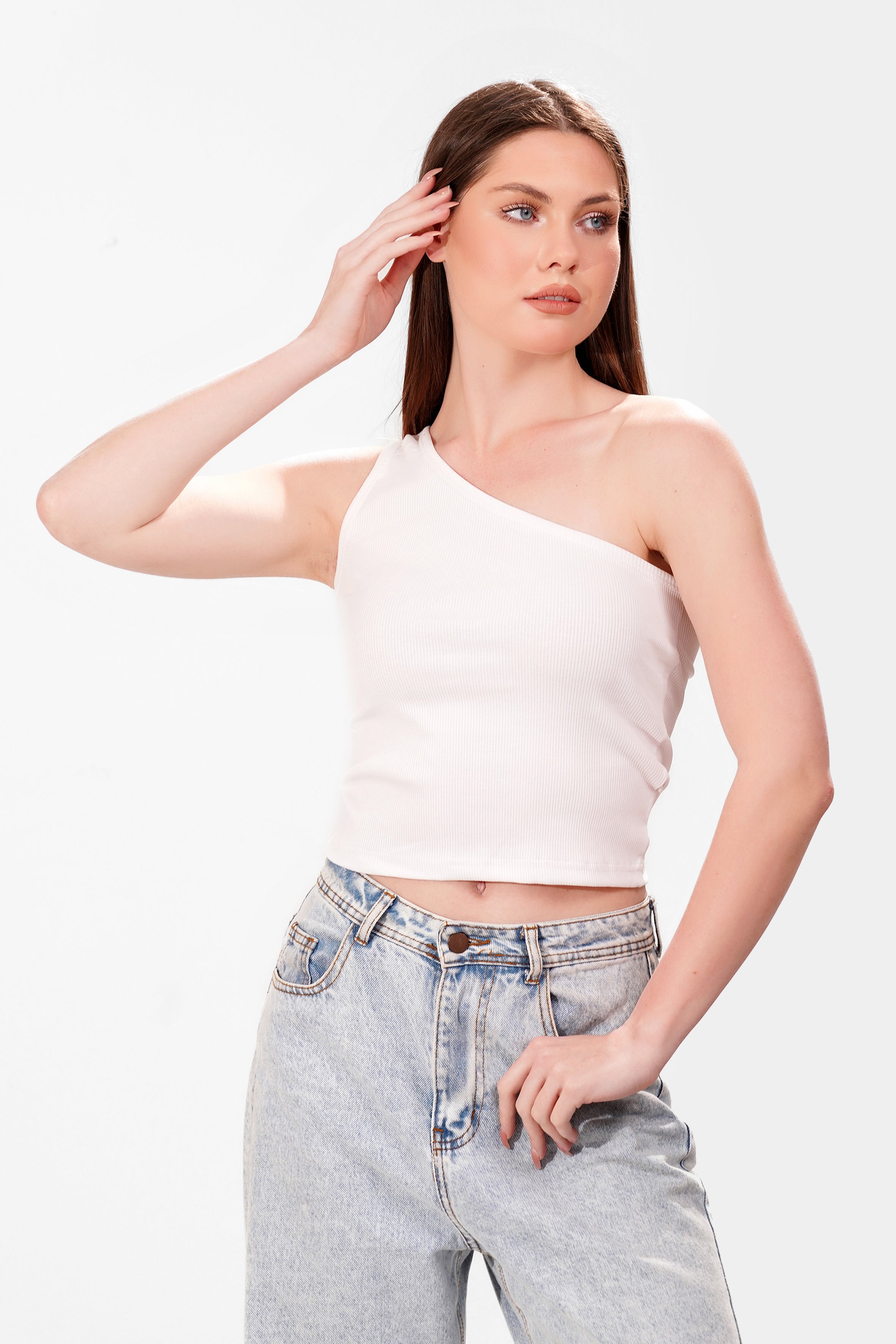 Ribbed One shoulder top